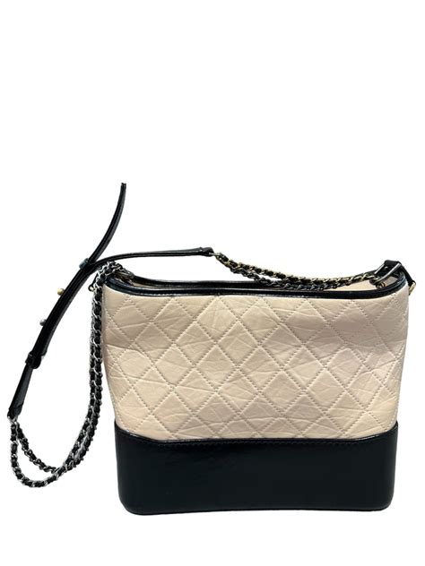 chanel gabrielle bag beige black